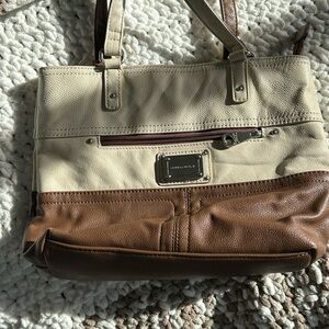 Two-Tone Leather Tote Bag